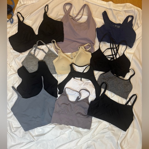 Other - Mixed lot of 12 Women's Sports Bras in various colors sizes and styles preowned